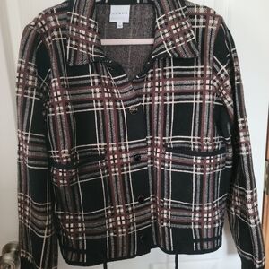 Cyrus Women's Black Plaid Sweater Jacket